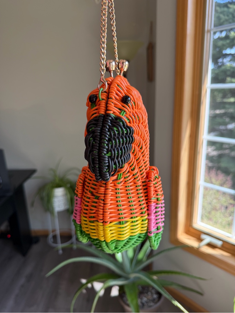 Tommy Bahama Handwoven Parrot Keychain Bag Charm in Orange, Green, Yellow